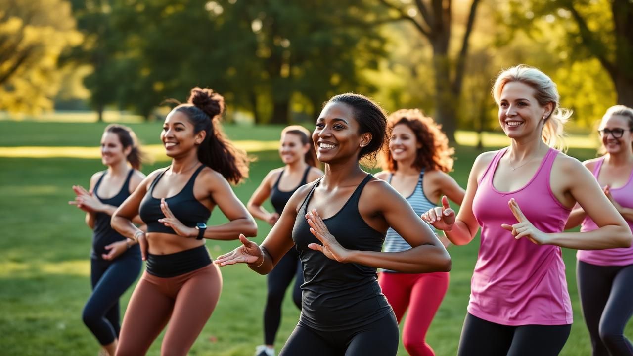 Groepsworkout buiten in het park